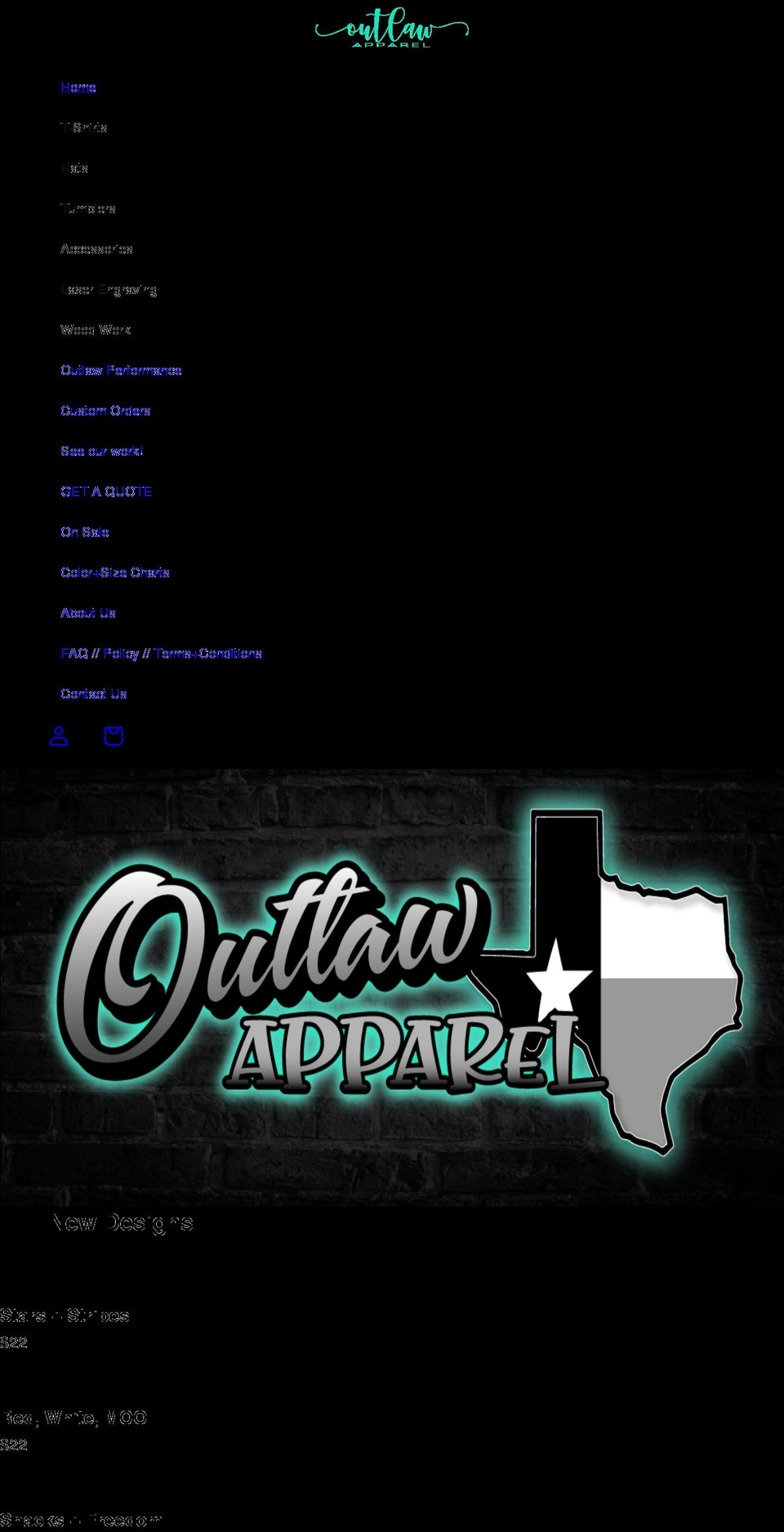outlawapparel.net shopify website screenshot
