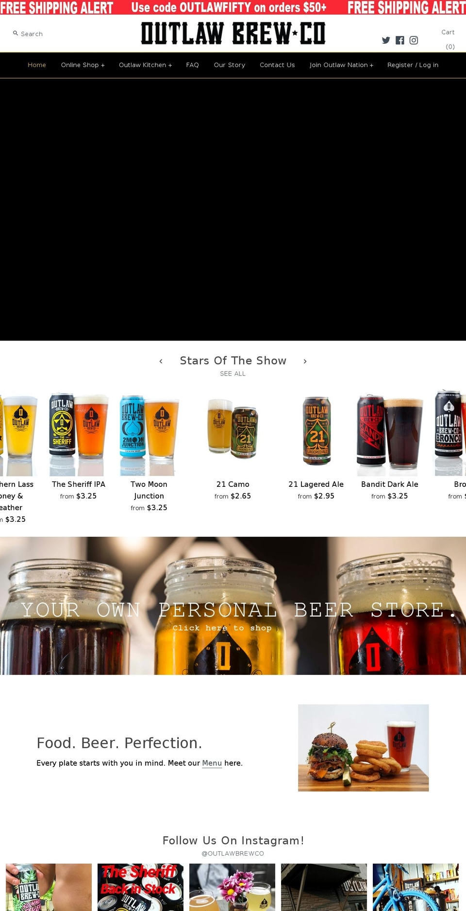 outlawbrewco.com shopify website screenshot