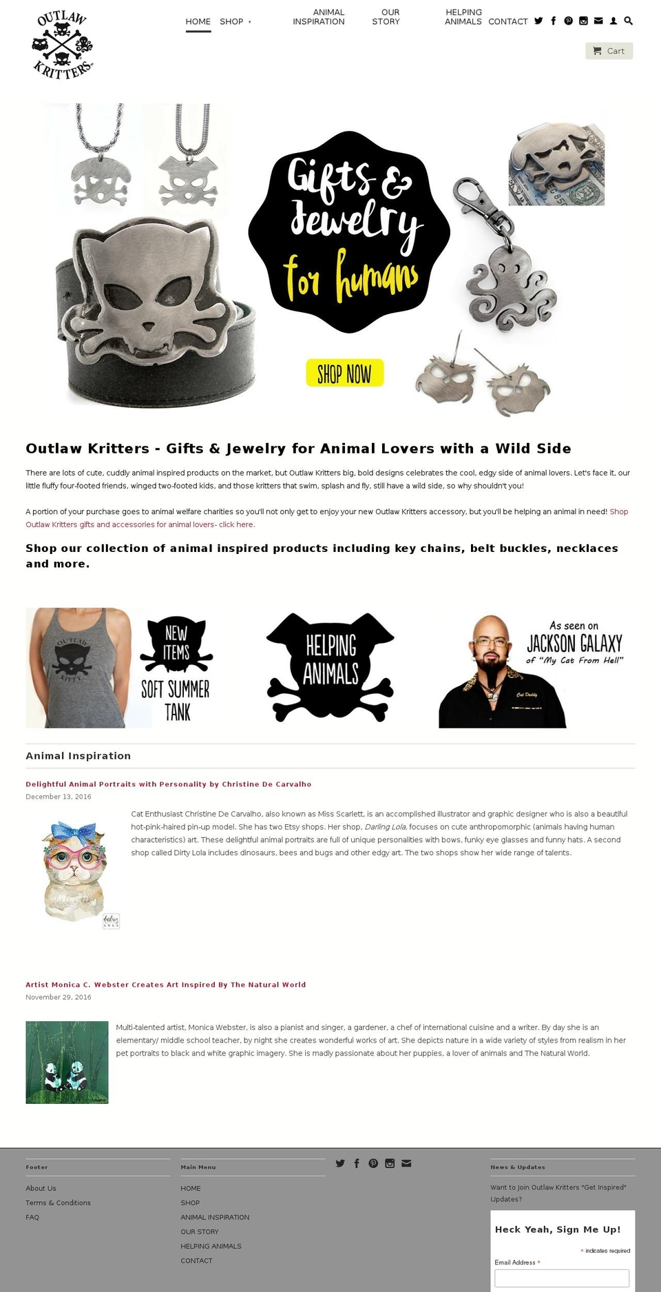 outlawcritters.com shopify website screenshot