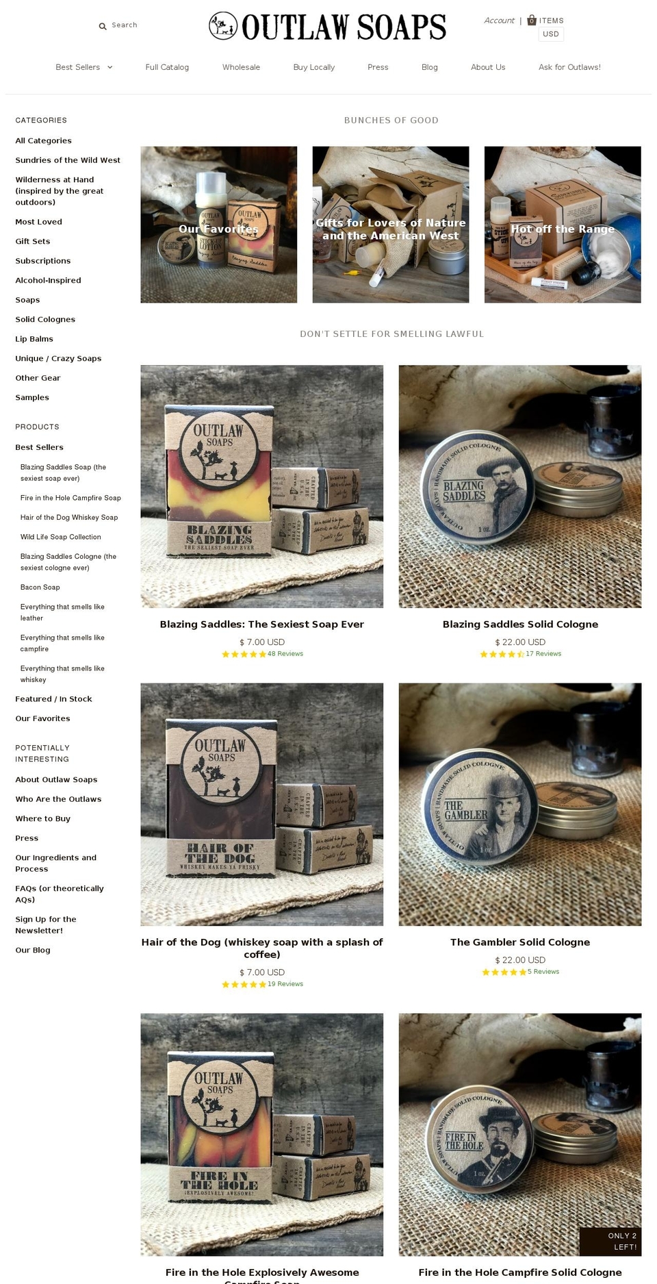outlawgeneralstore.com shopify website screenshot