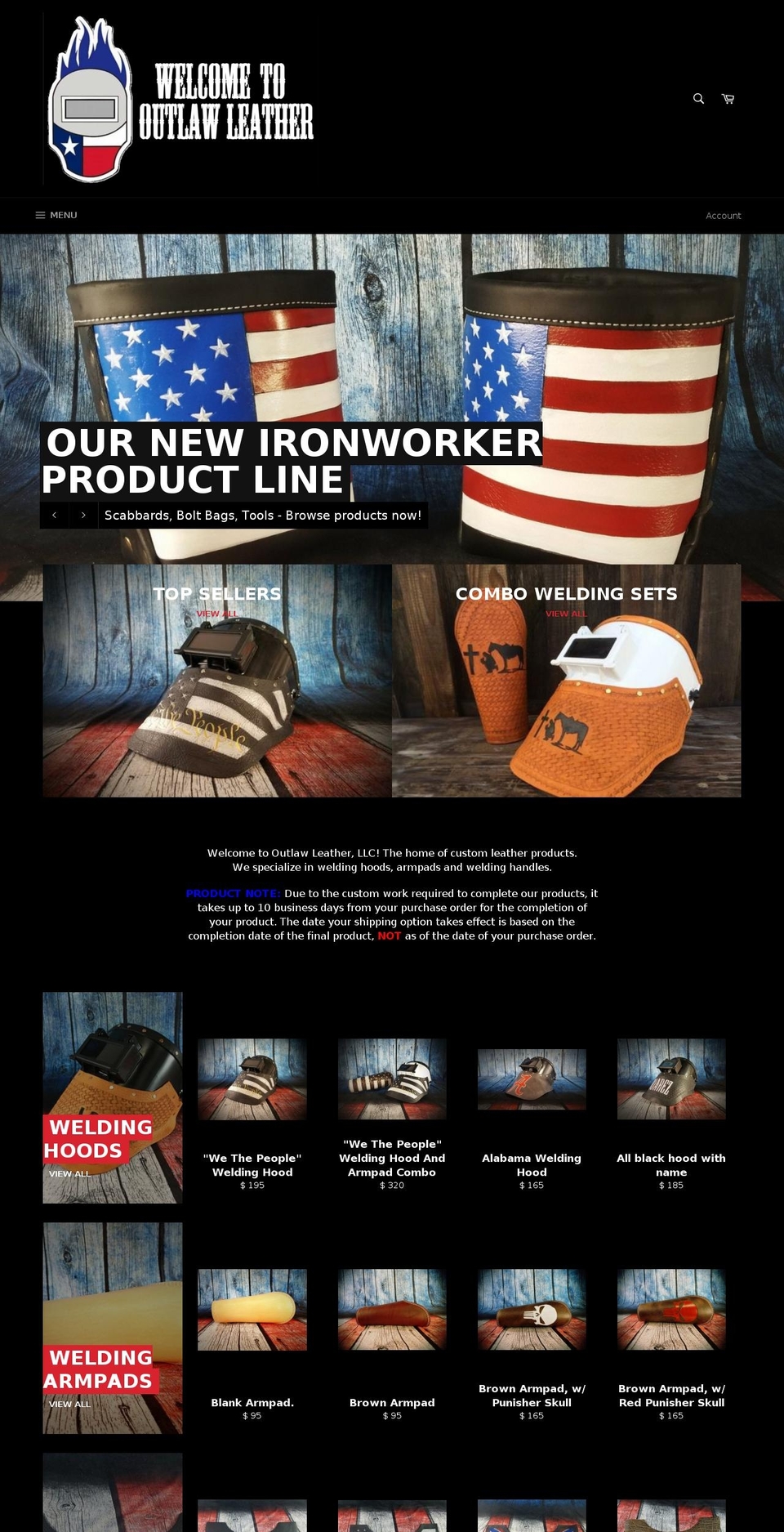 outlawleatherusa.com shopify website screenshot
