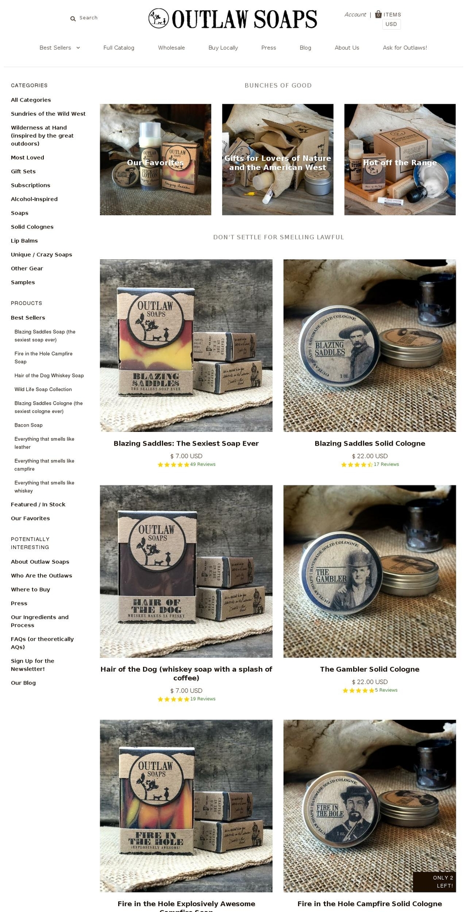 outlawsoap.com shopify website screenshot