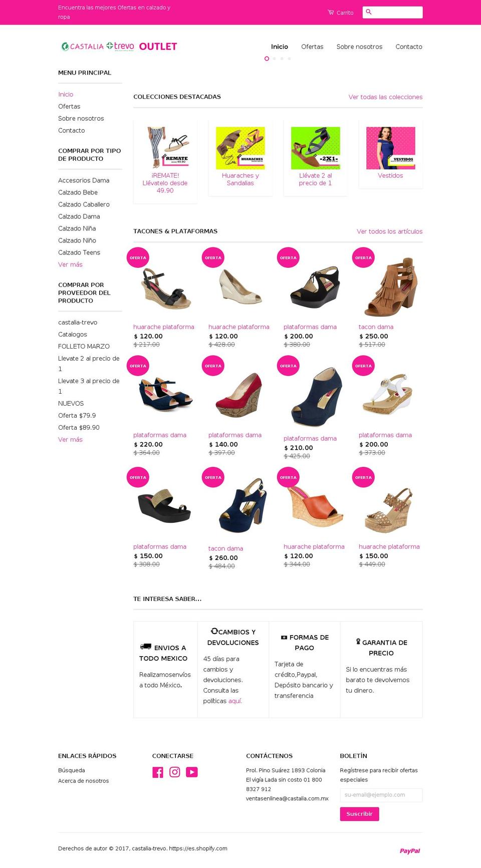 outletcastaliatrevo.com shopify website screenshot