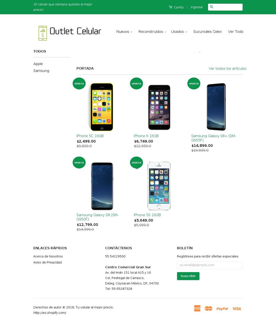 outletcelular.com shopify website screenshot