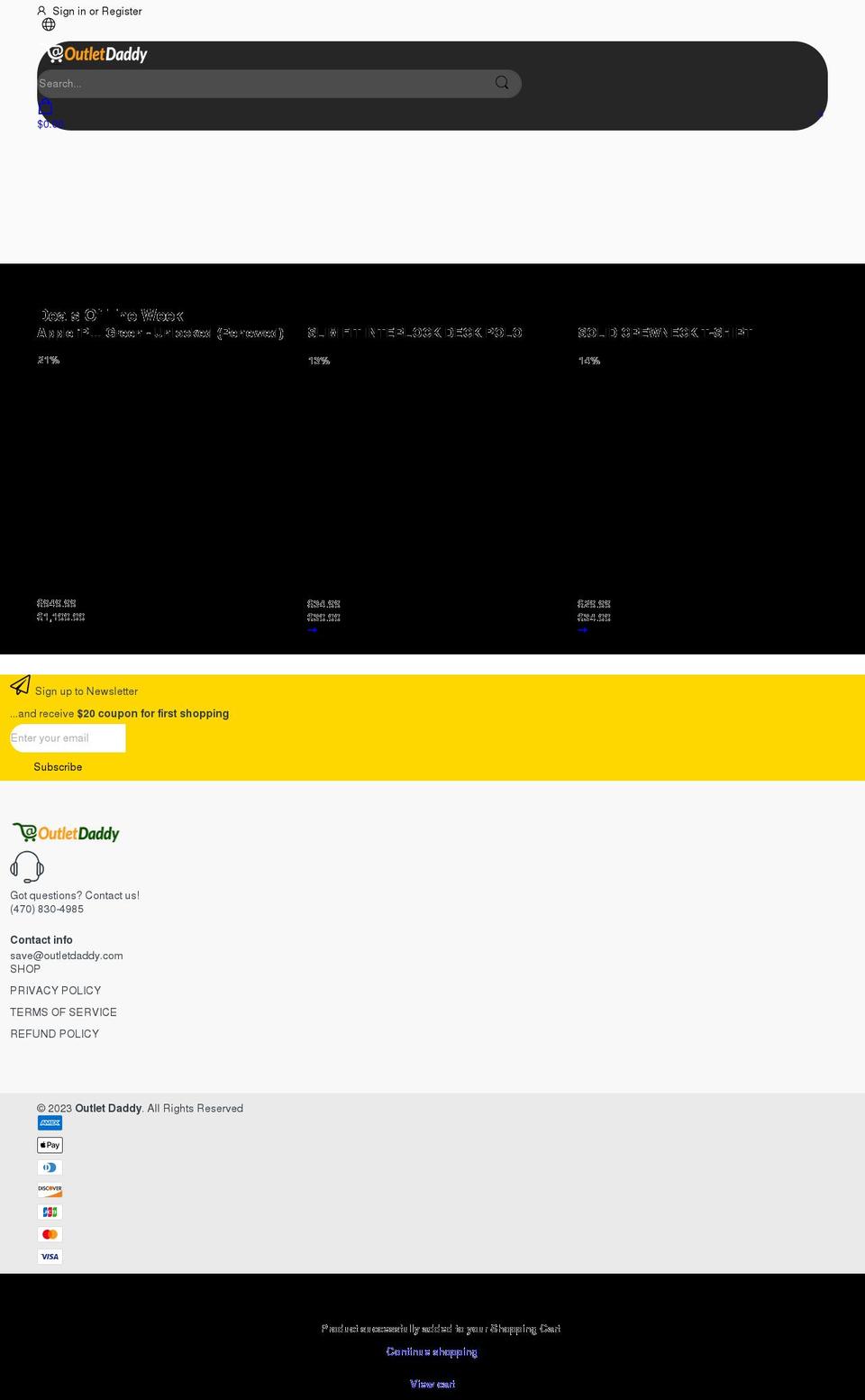 outletdaddy.com shopify website screenshot