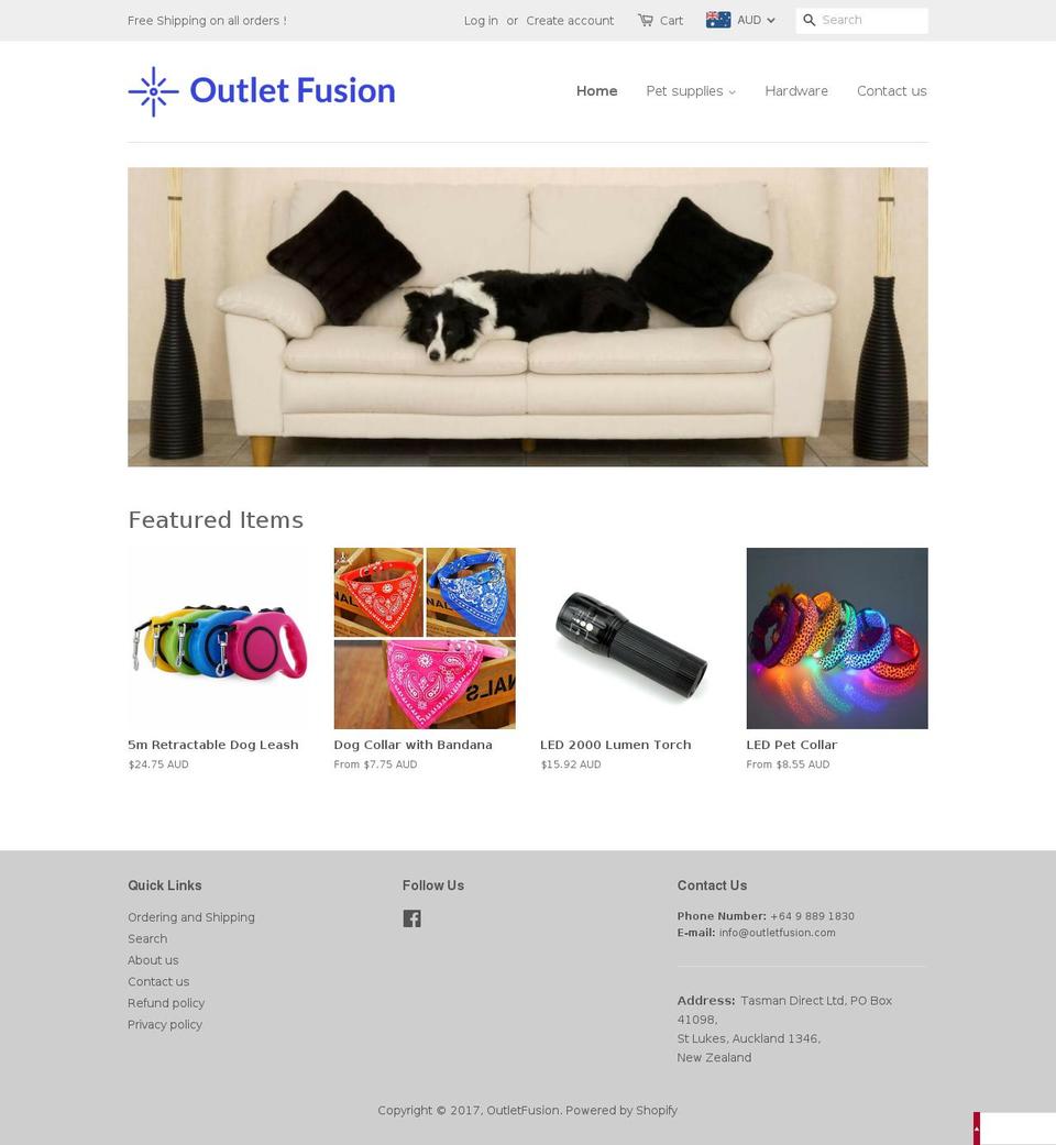 outletfusion.com shopify website screenshot
