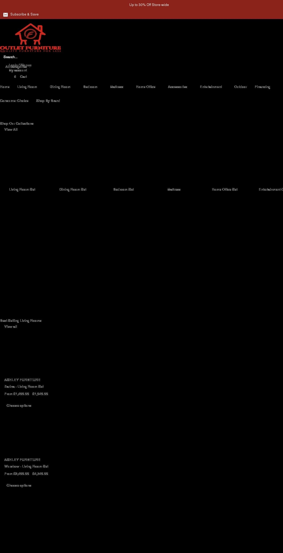 outlethomefurniture.com shopify website screenshot