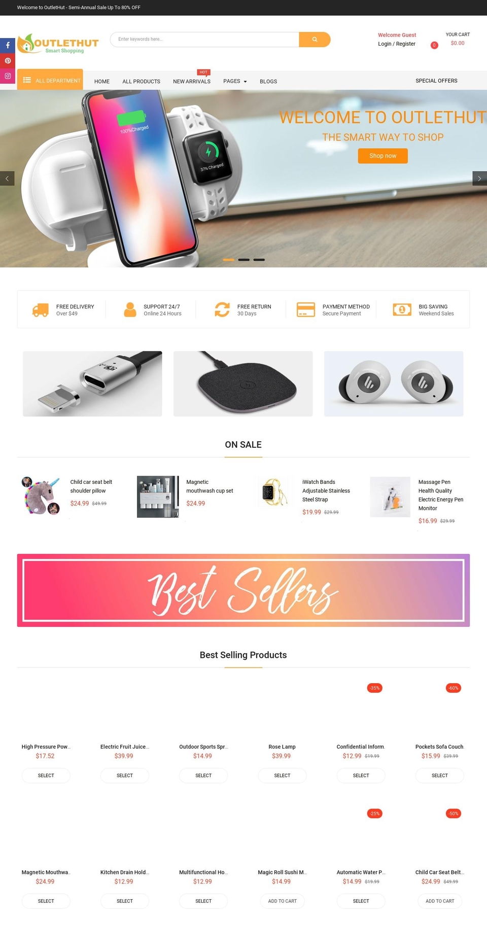 bestshop Shopify theme site example outlethut.com