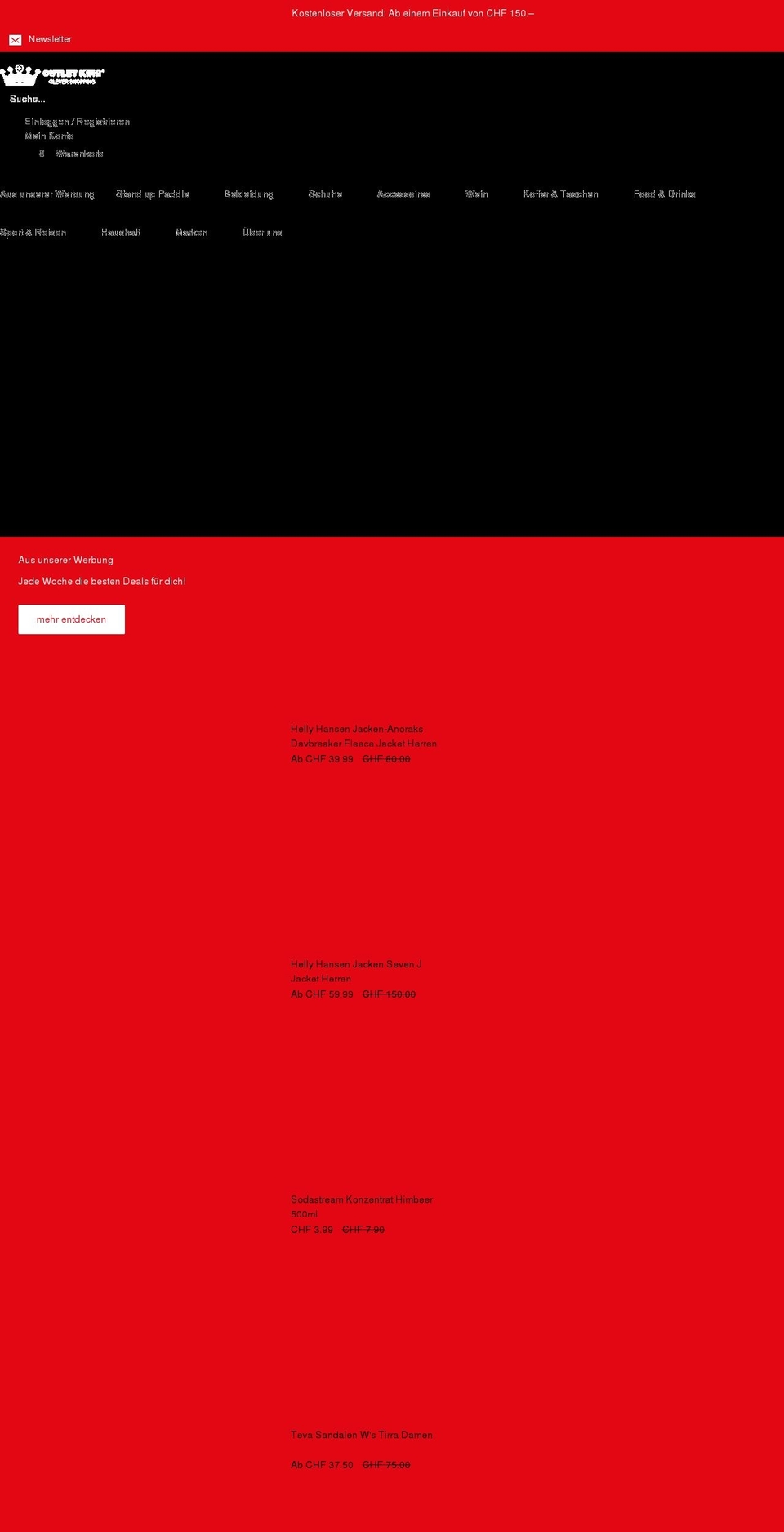 outletking.ch shopify website screenshot