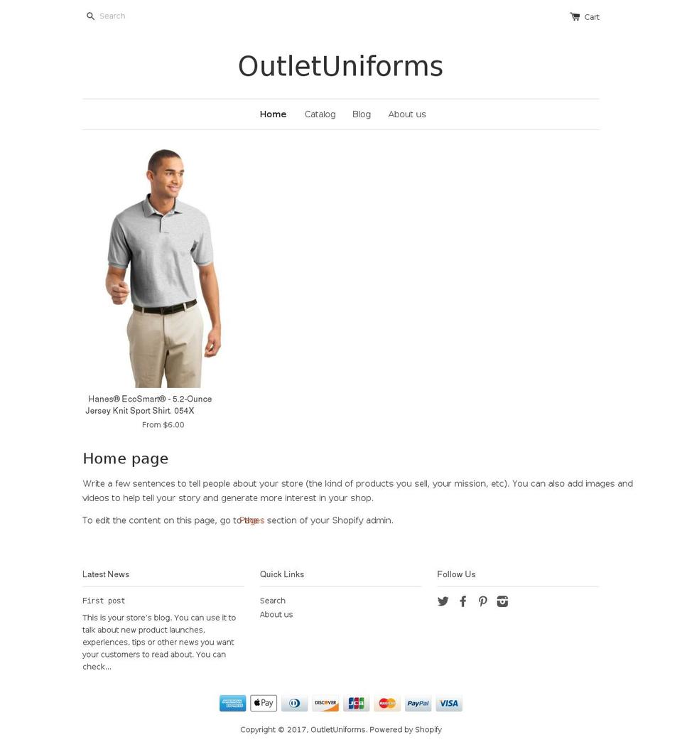 outletuniforms.com shopify website screenshot