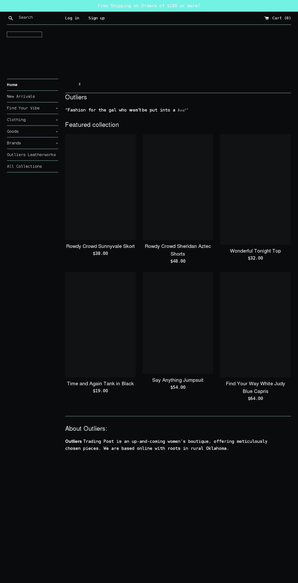outlierstradingpost.com shopify website screenshot