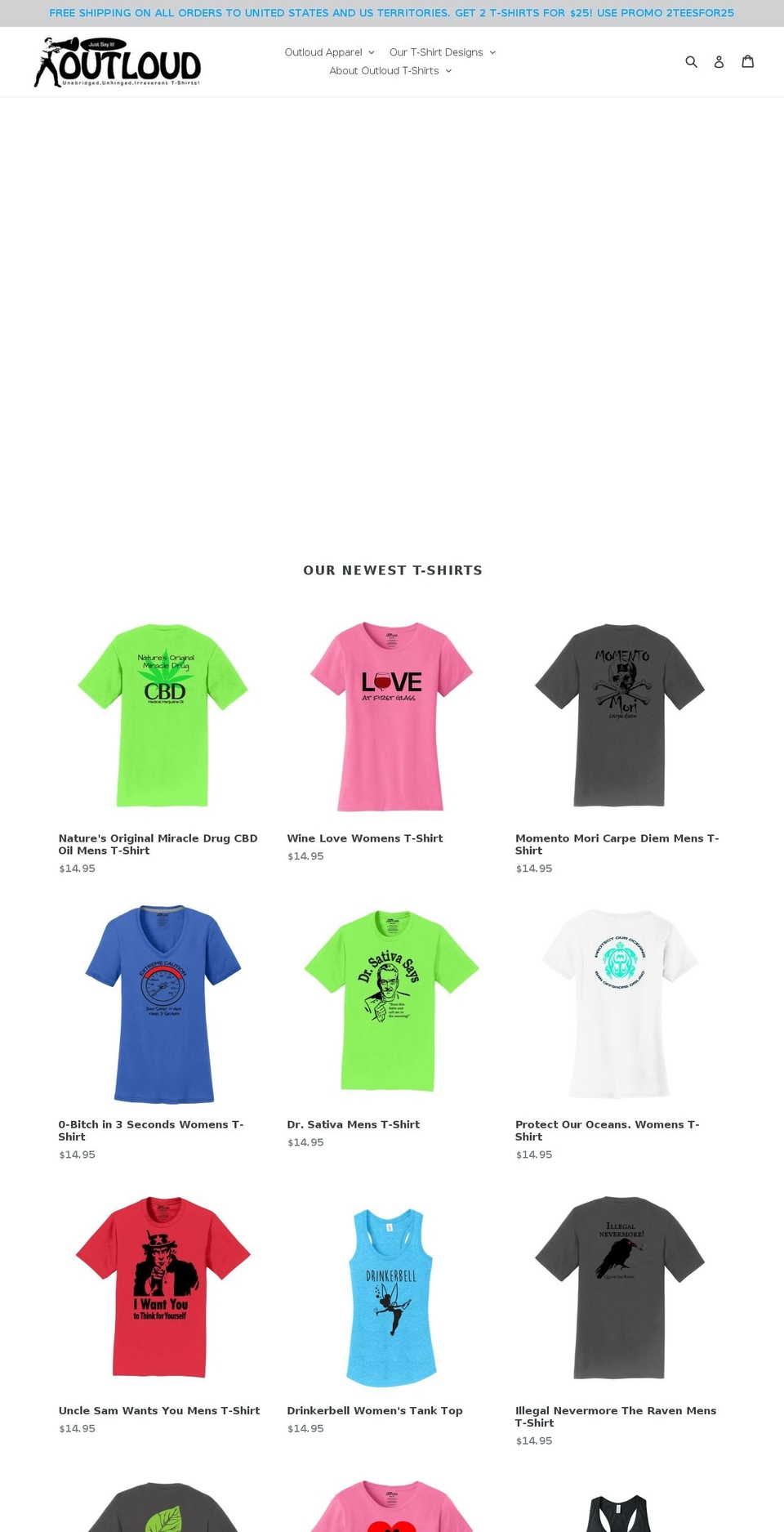outloudtshirts.com — Shopify storefront screenshot