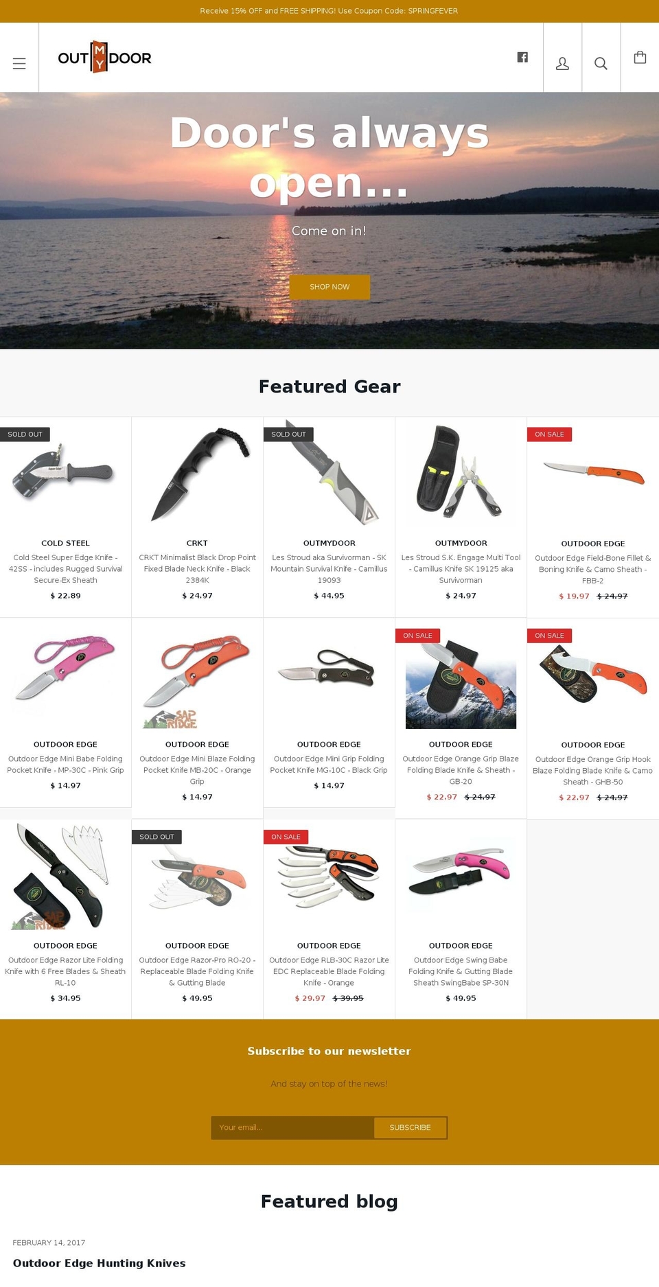 outmydoor.com shopify website screenshot