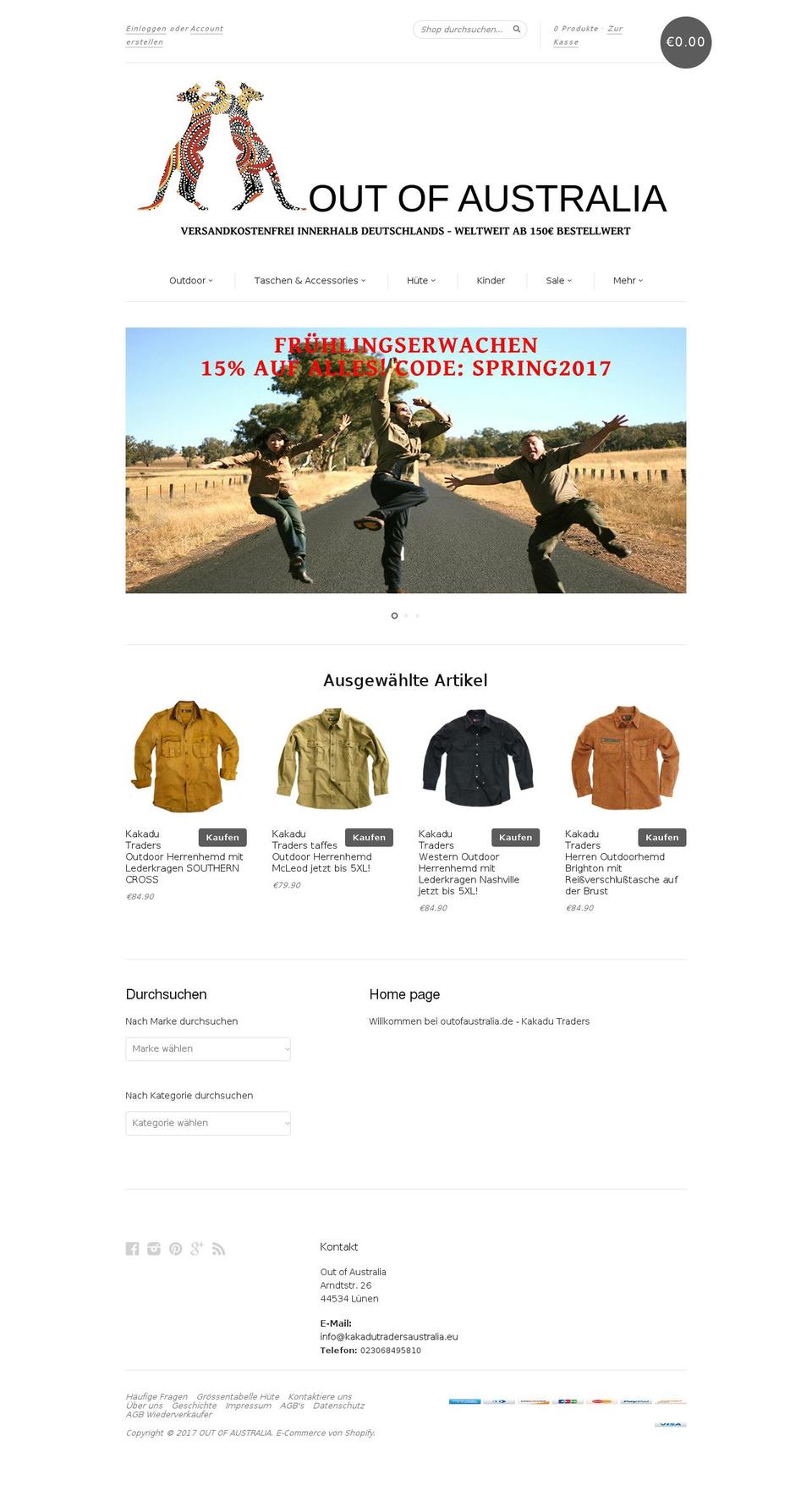 outofaustralia.eu shopify website screenshot