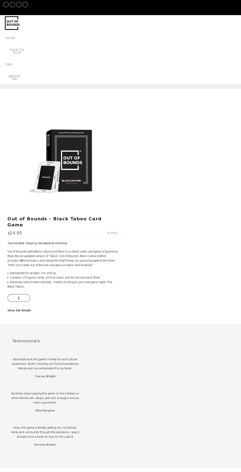 outofboundsgame.net shopify website screenshot