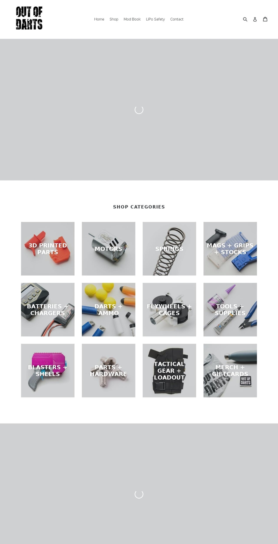 outofdarts.com shopify website screenshot