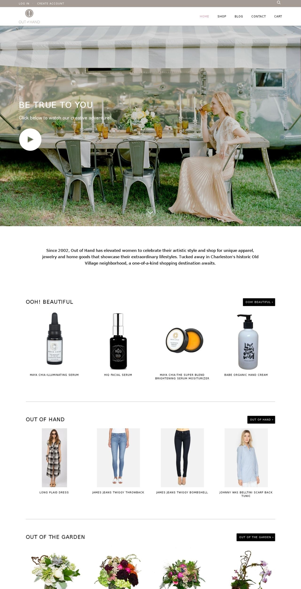 outofhandflowers.com shopify website screenshot