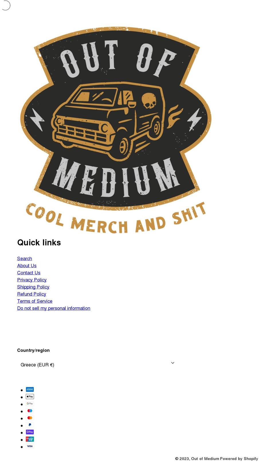 outofmedium.com shopify website screenshot