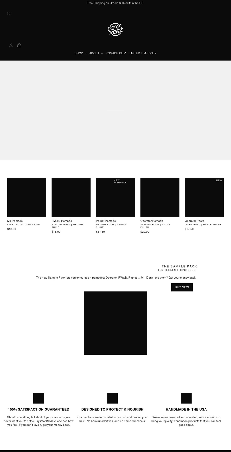 outofregspomade.com shopify website screenshot