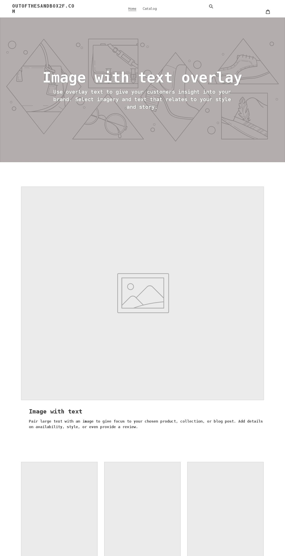 outofthesandbox2f-com.myshopify.com shopify website screenshot