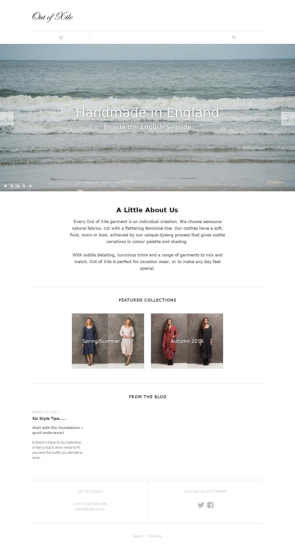 outofxile.com shopify website screenshot