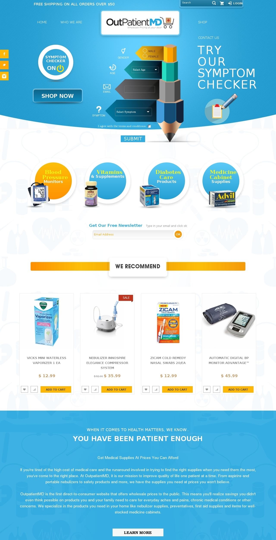 outpatientmd.com shopify website screenshot