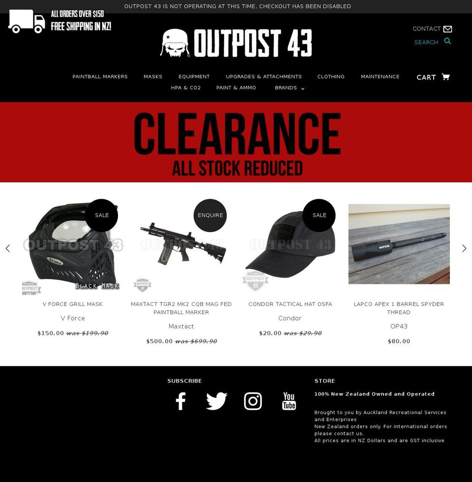 outpost43.co.nz shopify website screenshot