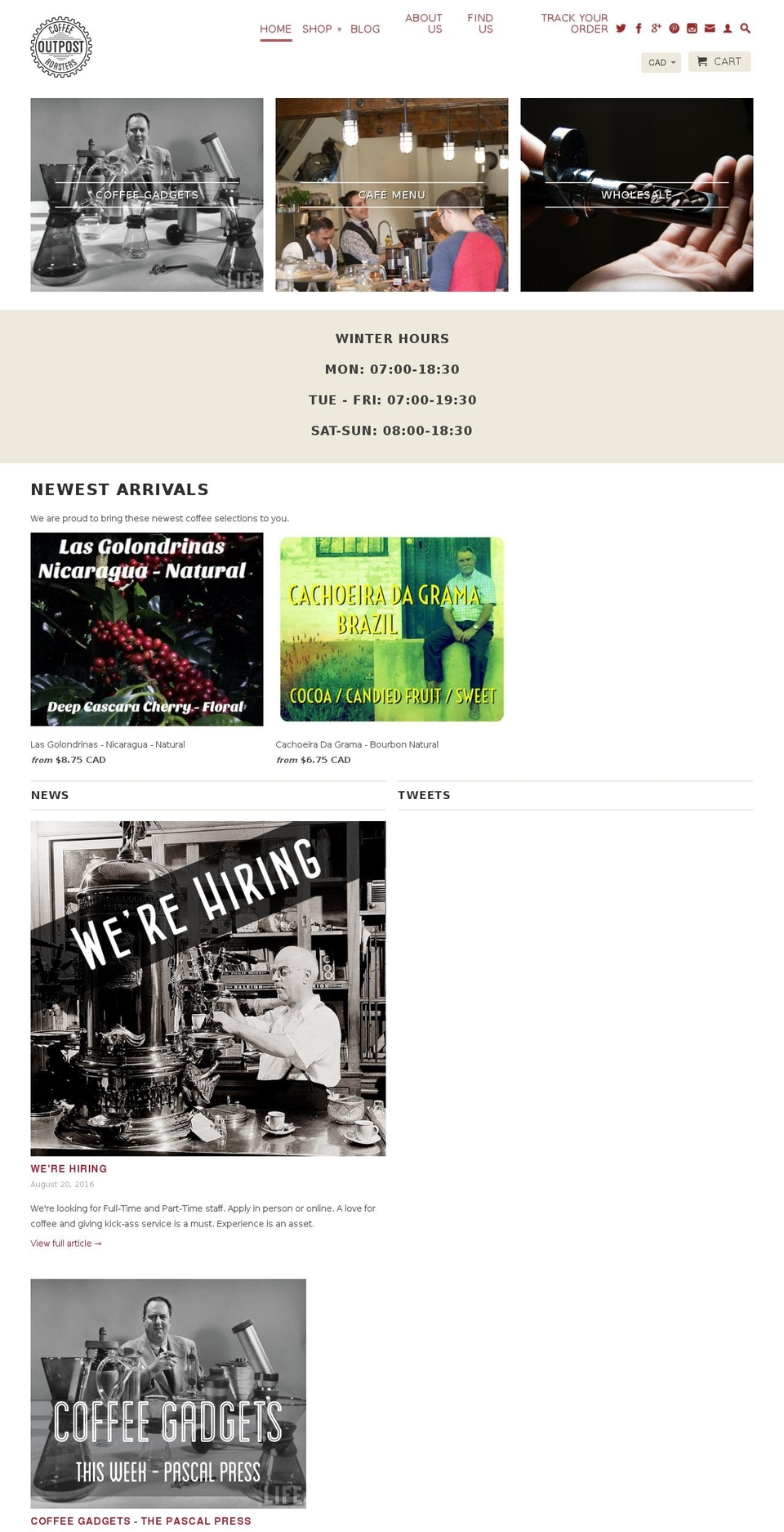 outpostcoffee.com shopify website screenshot