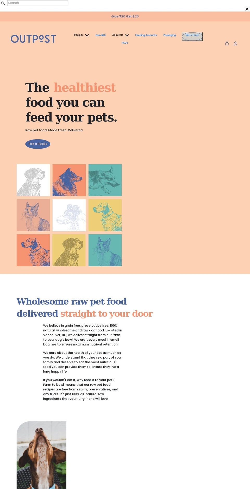 outpostdogfood.com — Shopify storefront screenshot