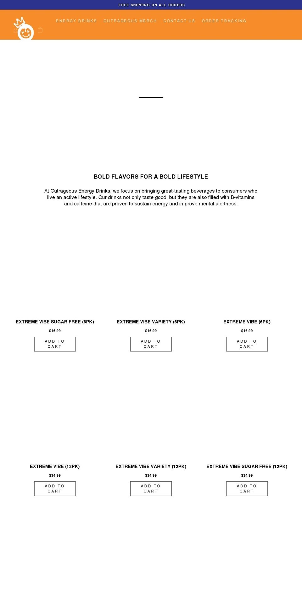 outrageousenergy.com shopify website screenshot