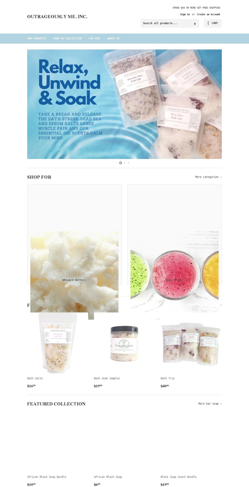 outrageouslyme.com shopify website screenshot