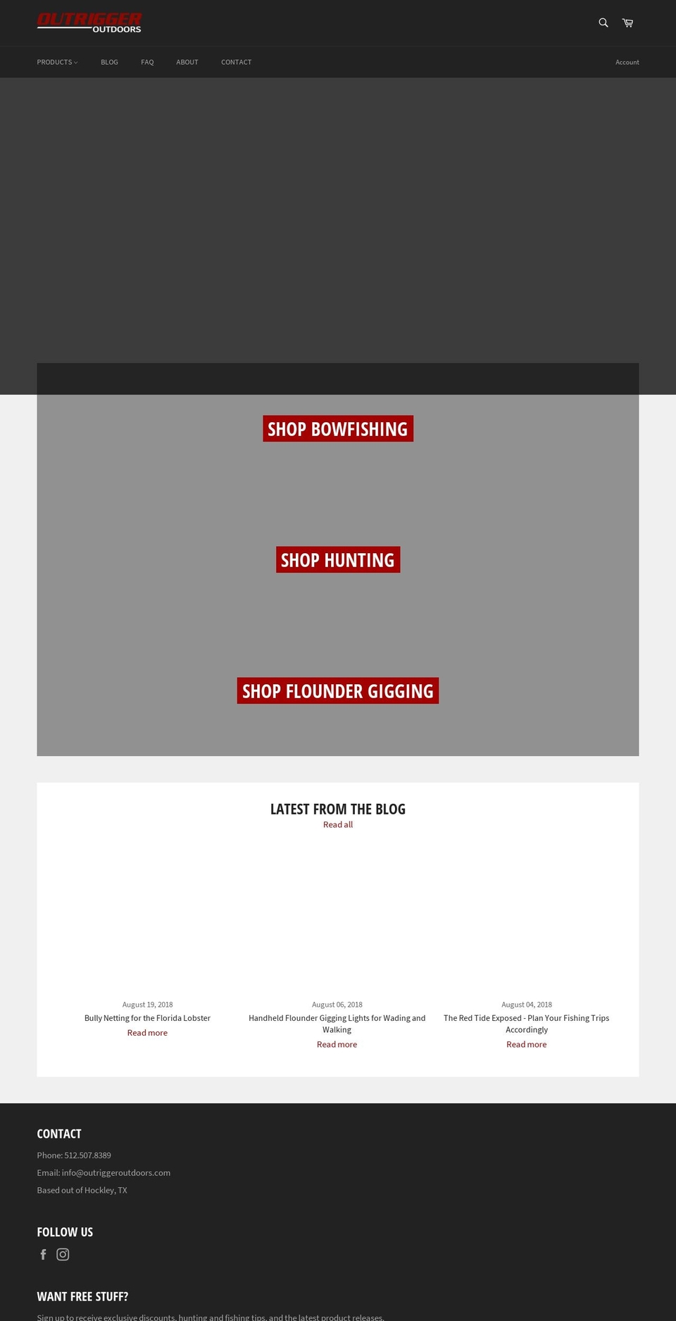 outriggeroutdoors.com shopify website screenshot