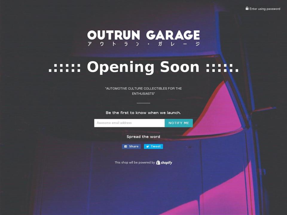 outrungarage.com shopify website screenshot