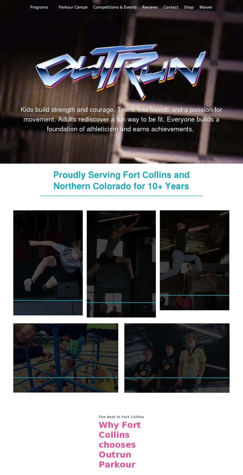 outrunparkour.com shopify website screenshot