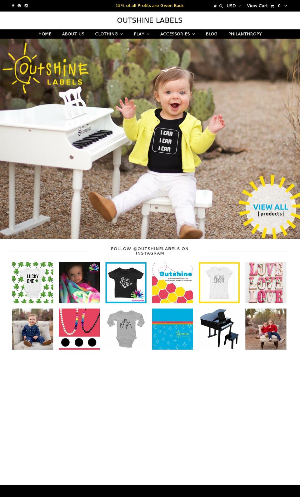 outshinelabels.com shopify website screenshot