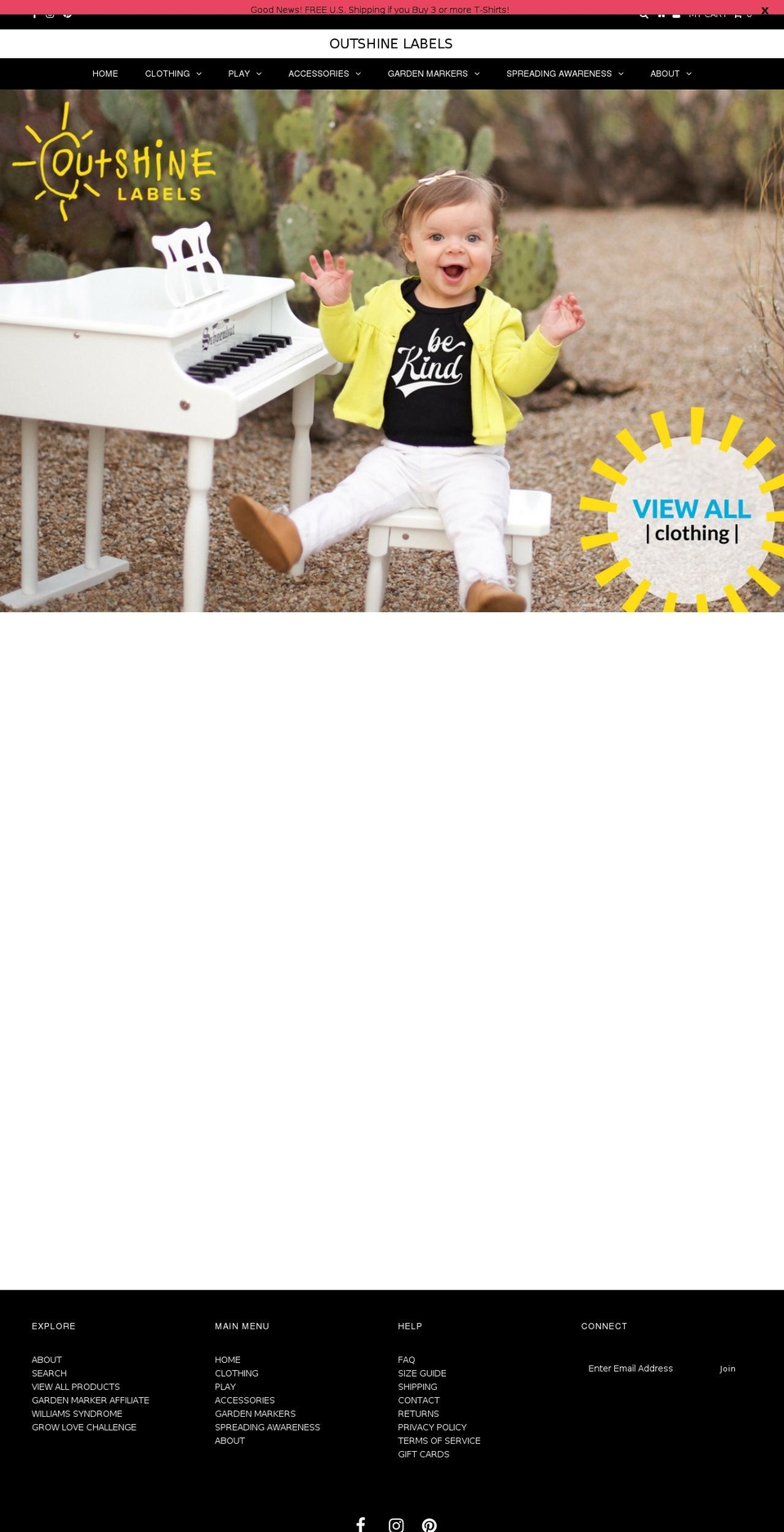 outshinelabels.net shopify website screenshot