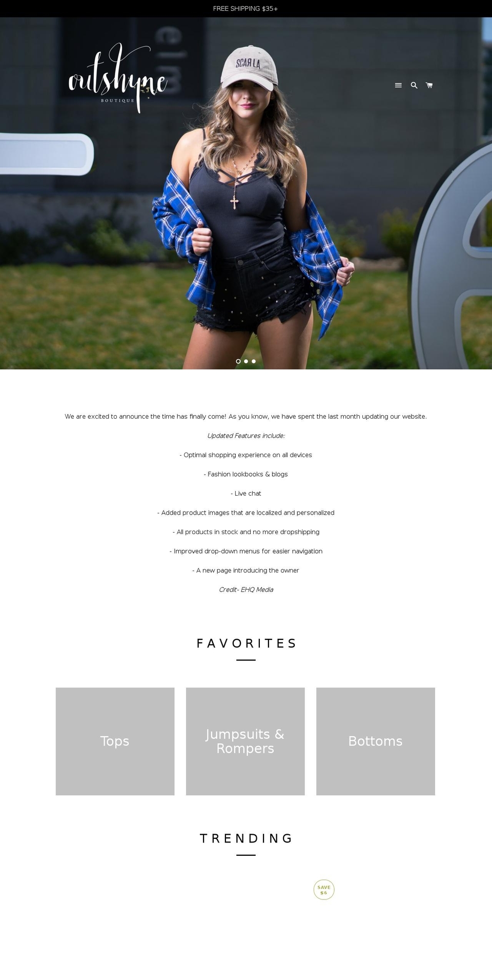 outshyneboutique.com — Shopify storefront screenshot