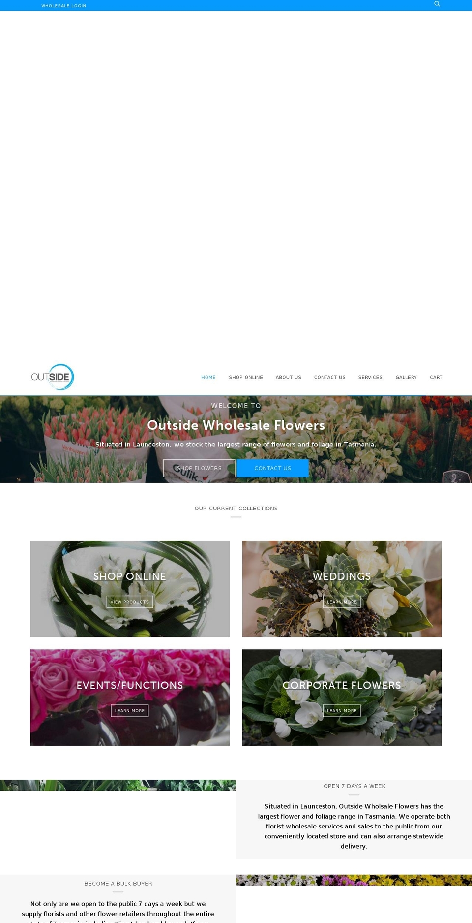 outsideflowers.com.au shopify website screenshot