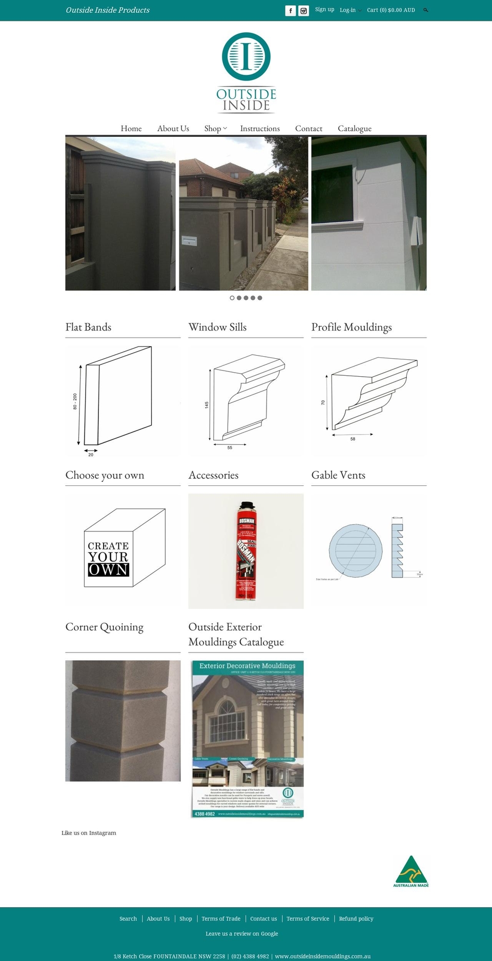 outsideinsidemouldings.com.au shopify website screenshot