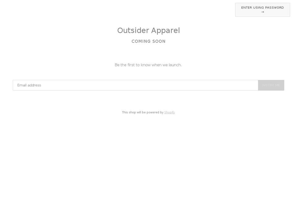 outsiderapparel.com shopify website screenshot