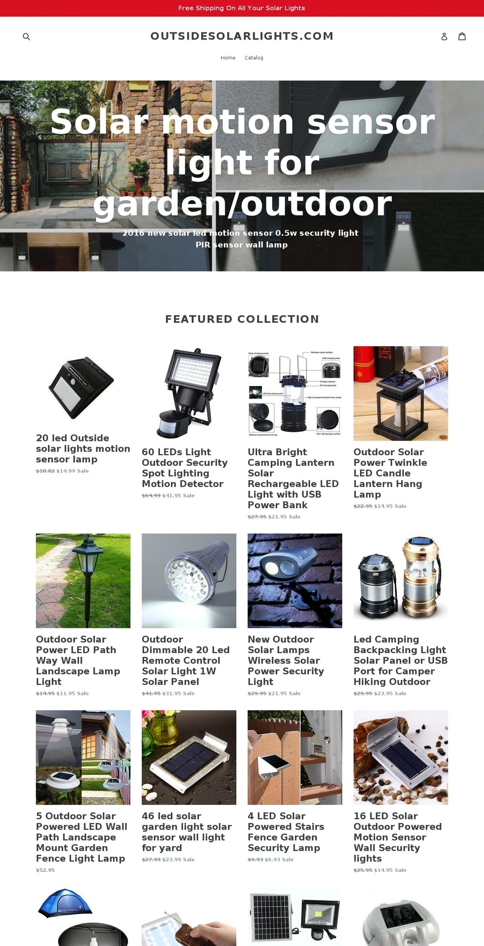 outsidesolarlights.com shopify website screenshot