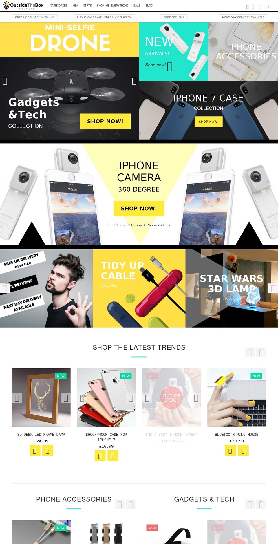 outsidetheboxgadgets.com shopify website screenshot