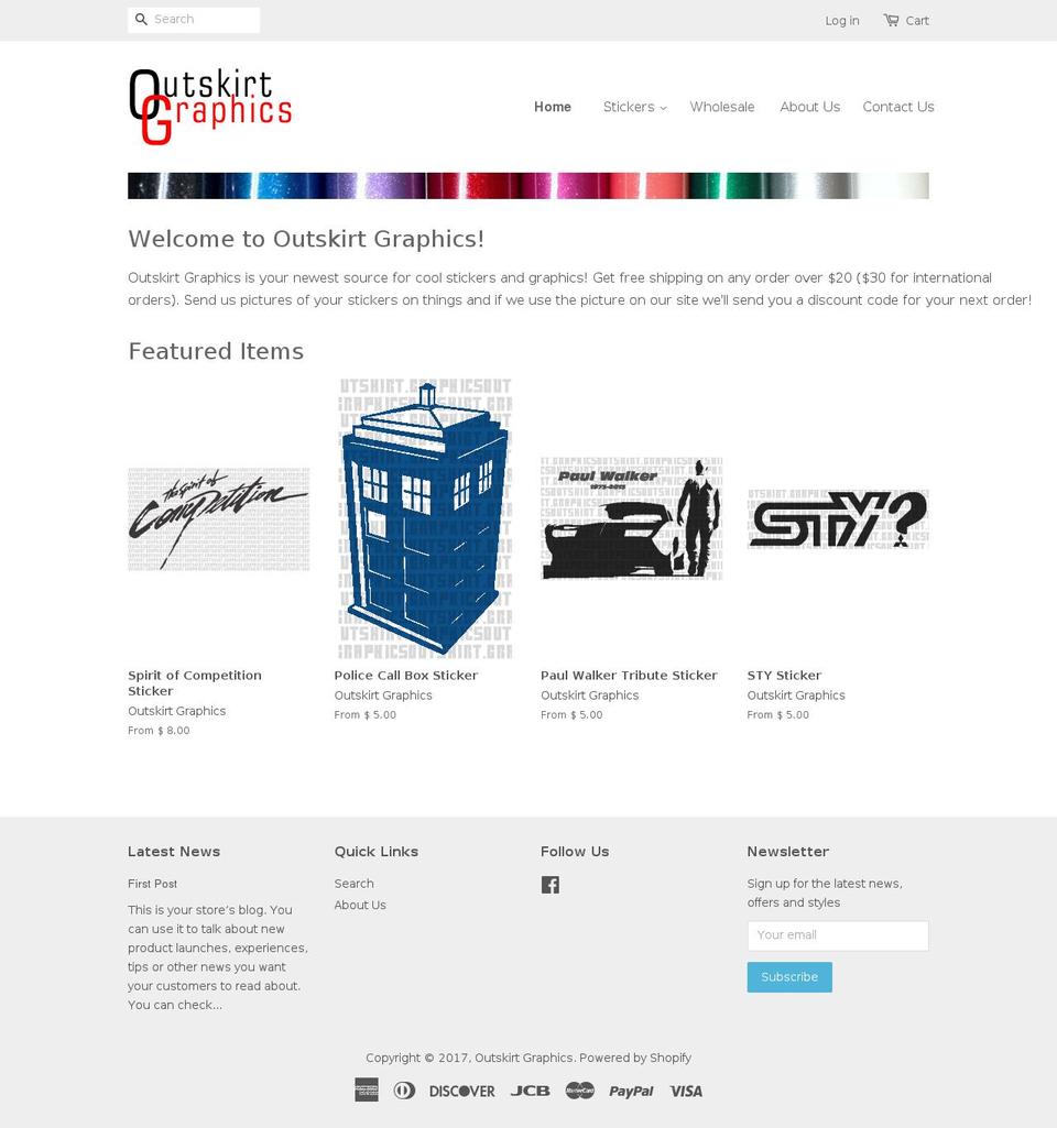 outskirtgraphics.net shopify website screenshot