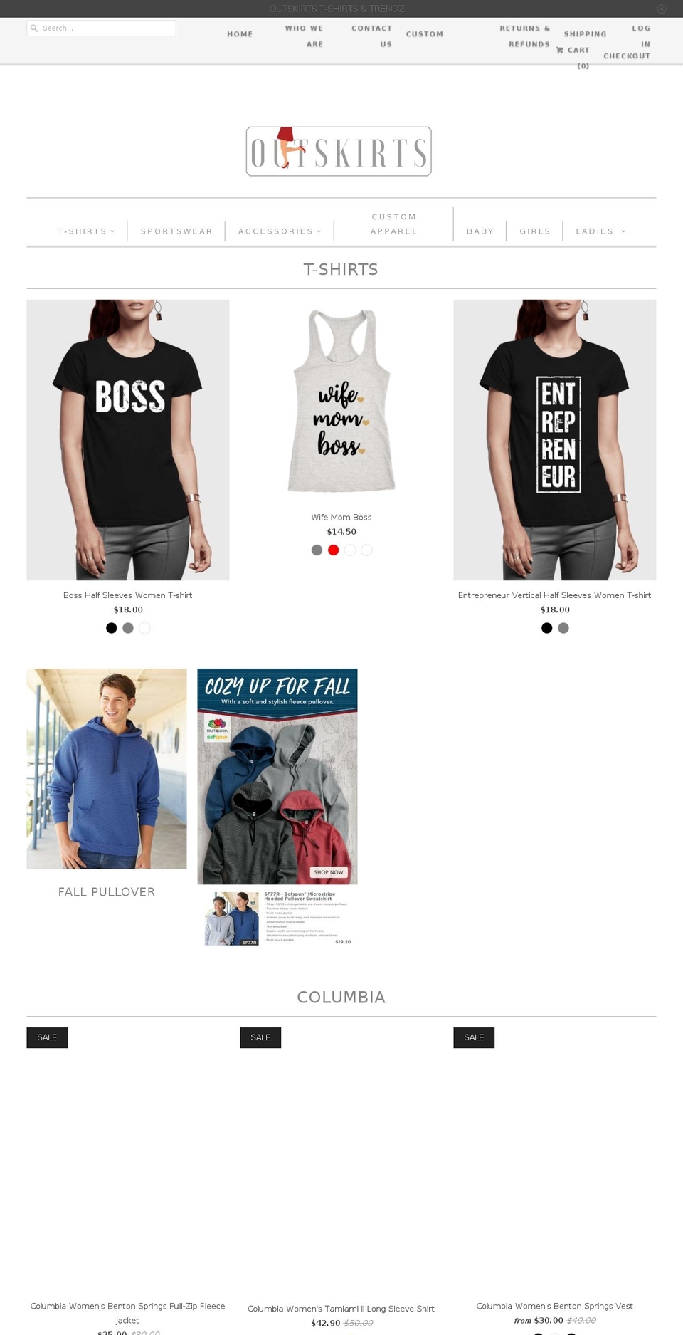 outskirtst-shirts.com — Shopify storefront screenshot