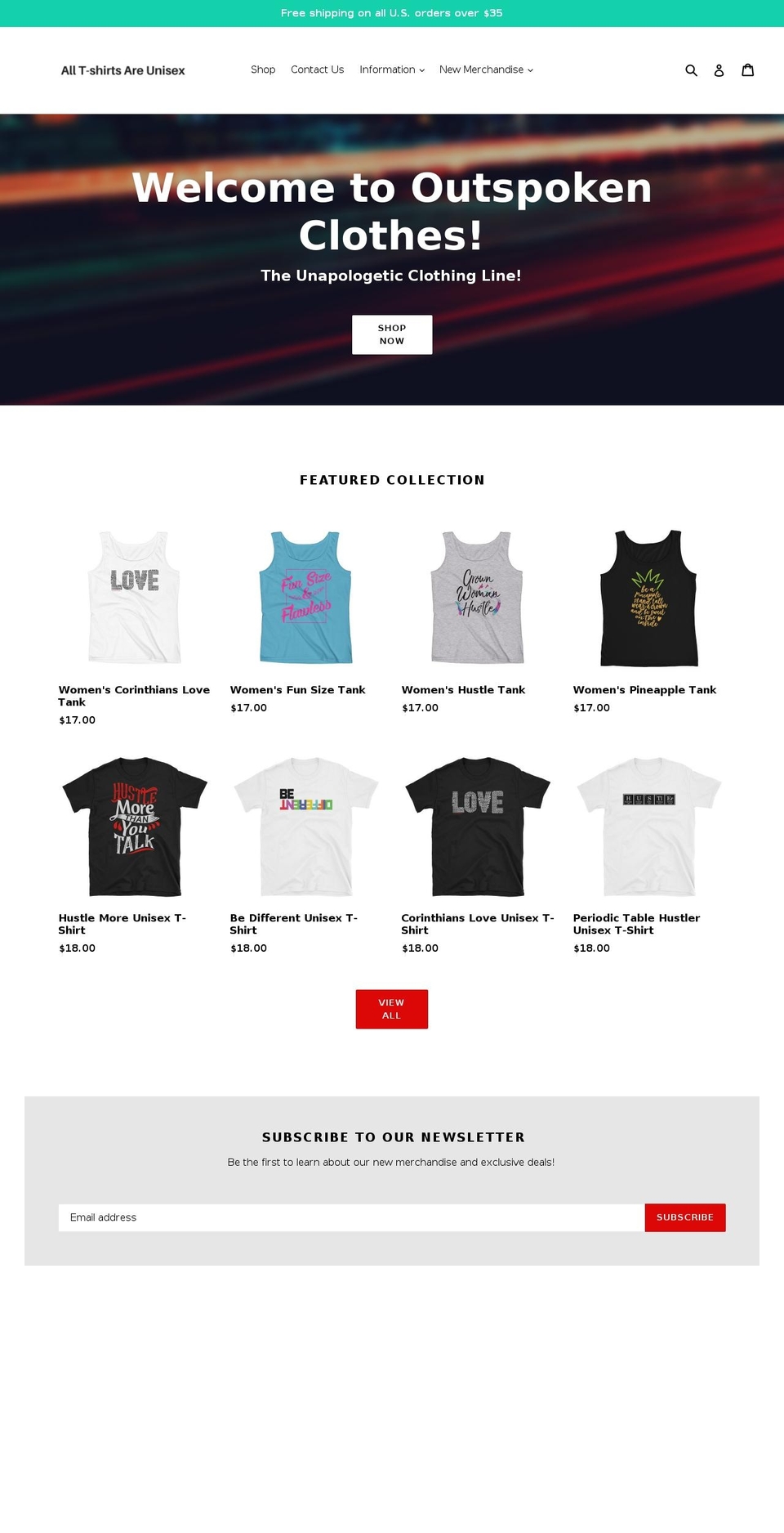 outspokenclothes.com — Shopify storefront screenshot