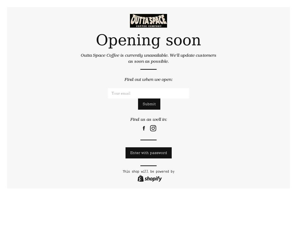 outtaspacecoffee.com shopify website screenshot