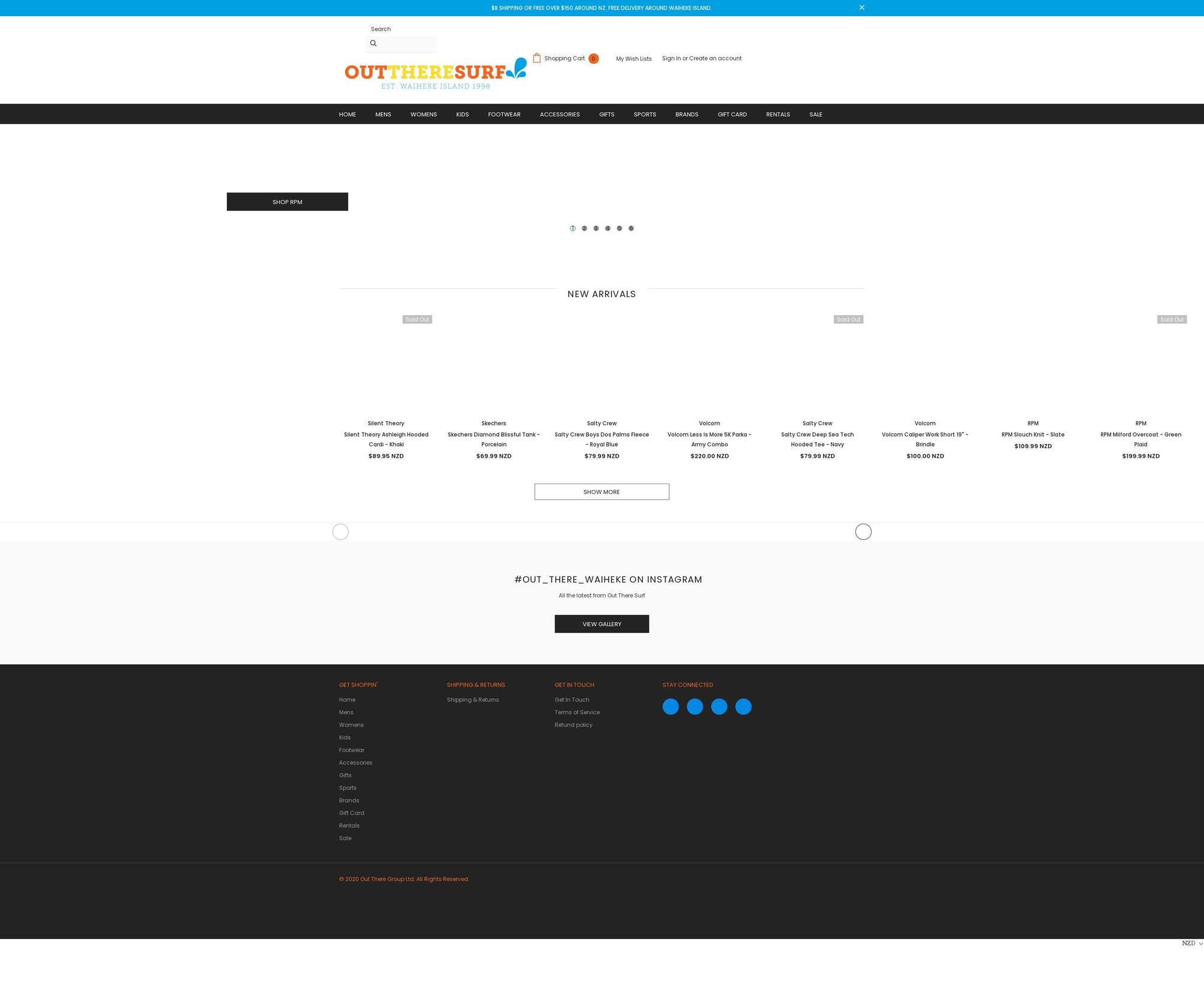 outtheresurf.co.nz shopify website screenshot