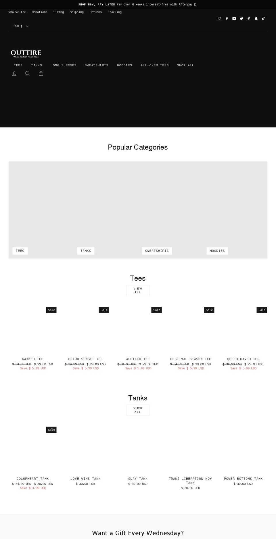 outtire.com — Shopify storefront screenshot