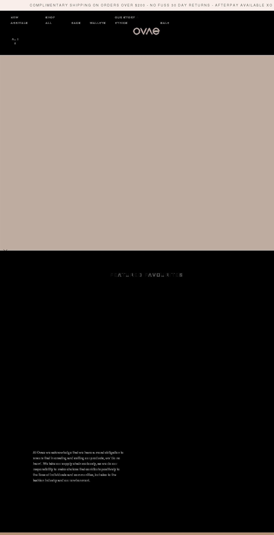 ovae.com.au shopify website screenshot