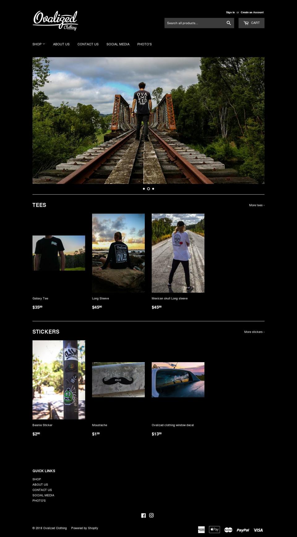 ovalizedclothing.com — Shopify storefront screenshot